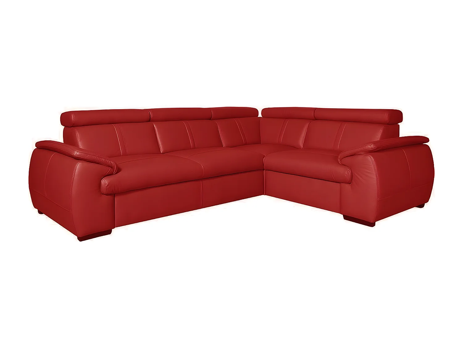 Canapé d'angle en 100% cuir de luxe italien , 5 places Cintia, couleur rouge foncé, angle droit