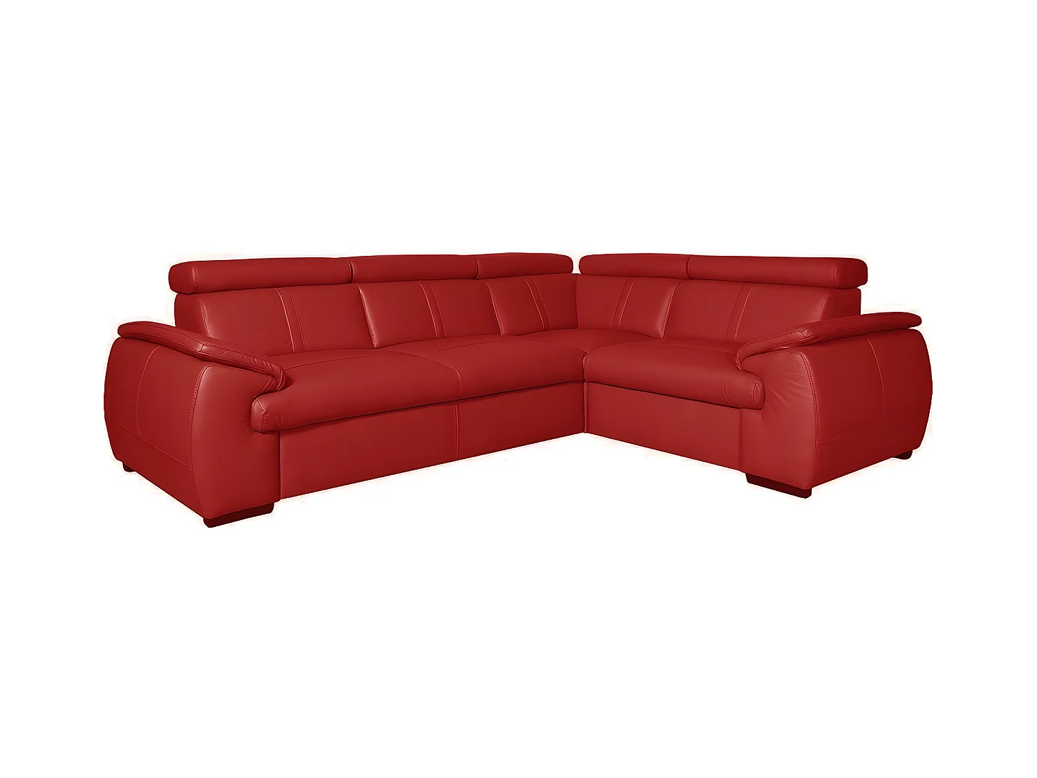 Canapé d'angle en 100% cuir de luxe italien , 5 places Cintia, couleur rouge foncé, angle droit