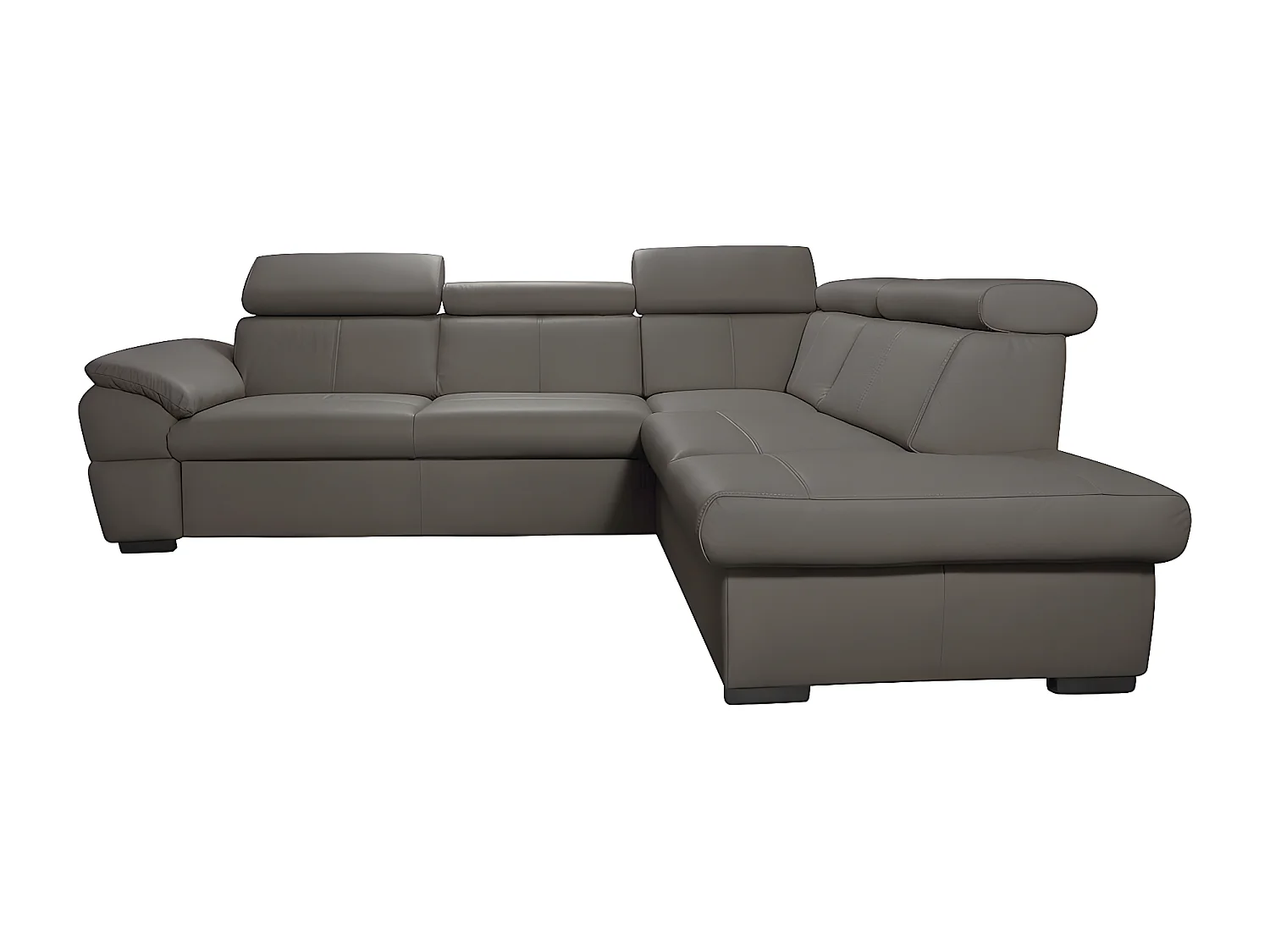 Canapé d'angle en cuir italien de luxe 5/6 places TONUS, taupe, angle droit