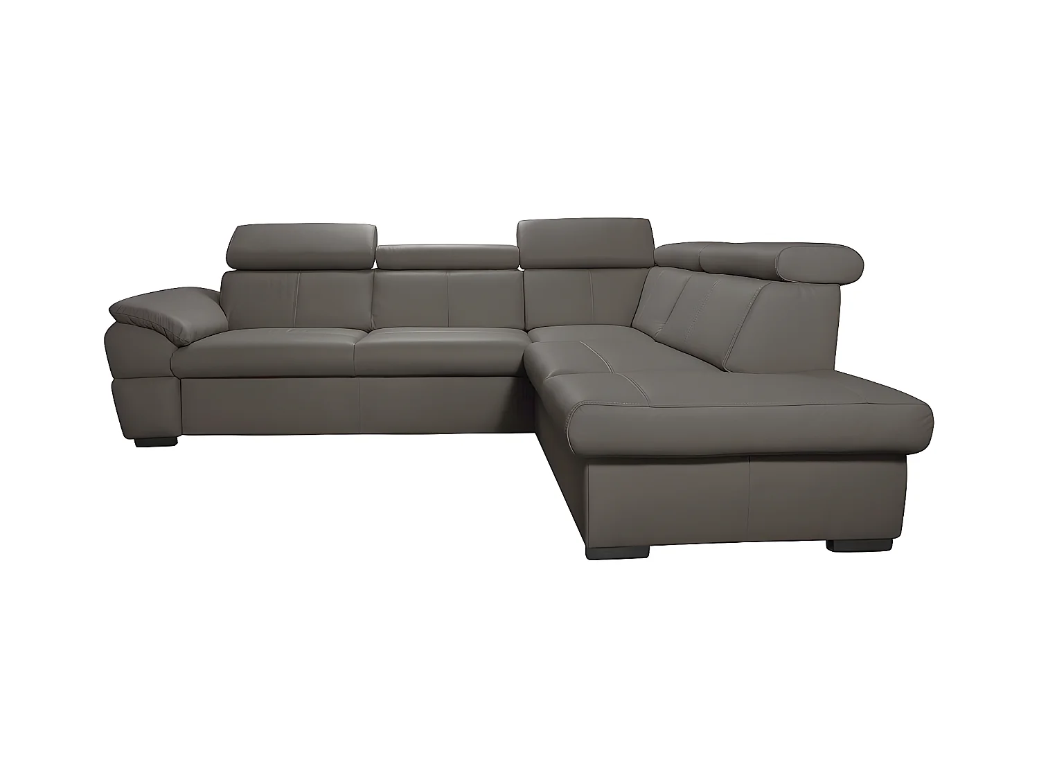 Canapé d'angle en cuir italien de luxe 5/6 places TONUS, taupe, angle droit