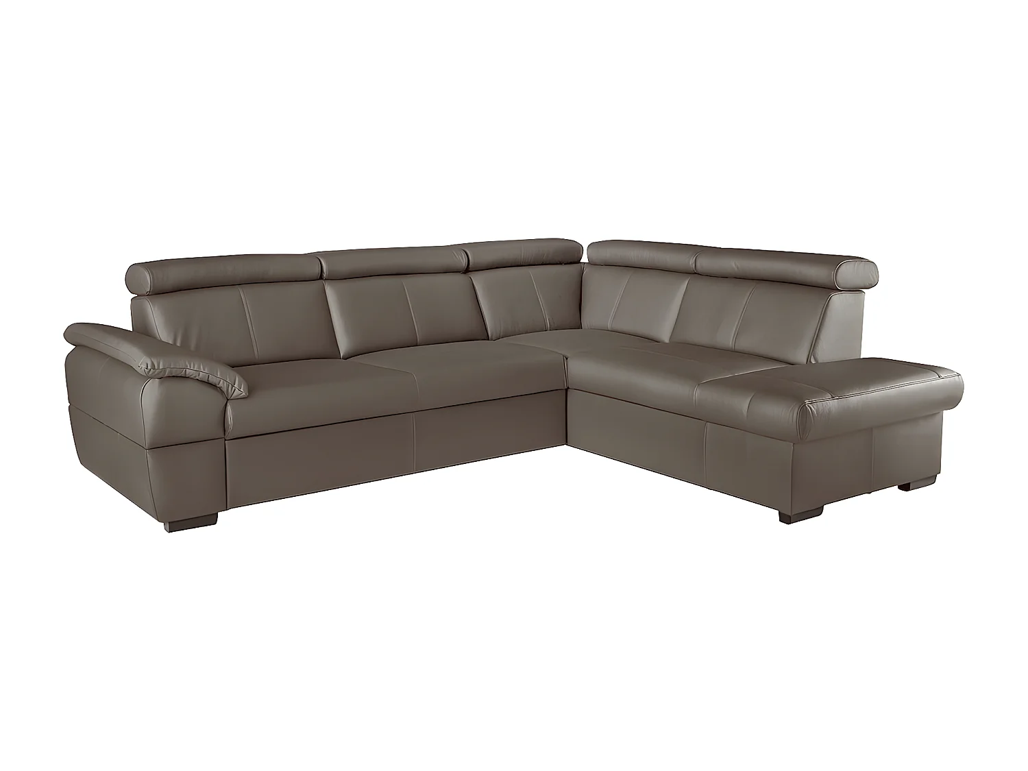 Canapé d'angle en cuir italien de luxe 5/6 places TONUS, taupe, angle droit