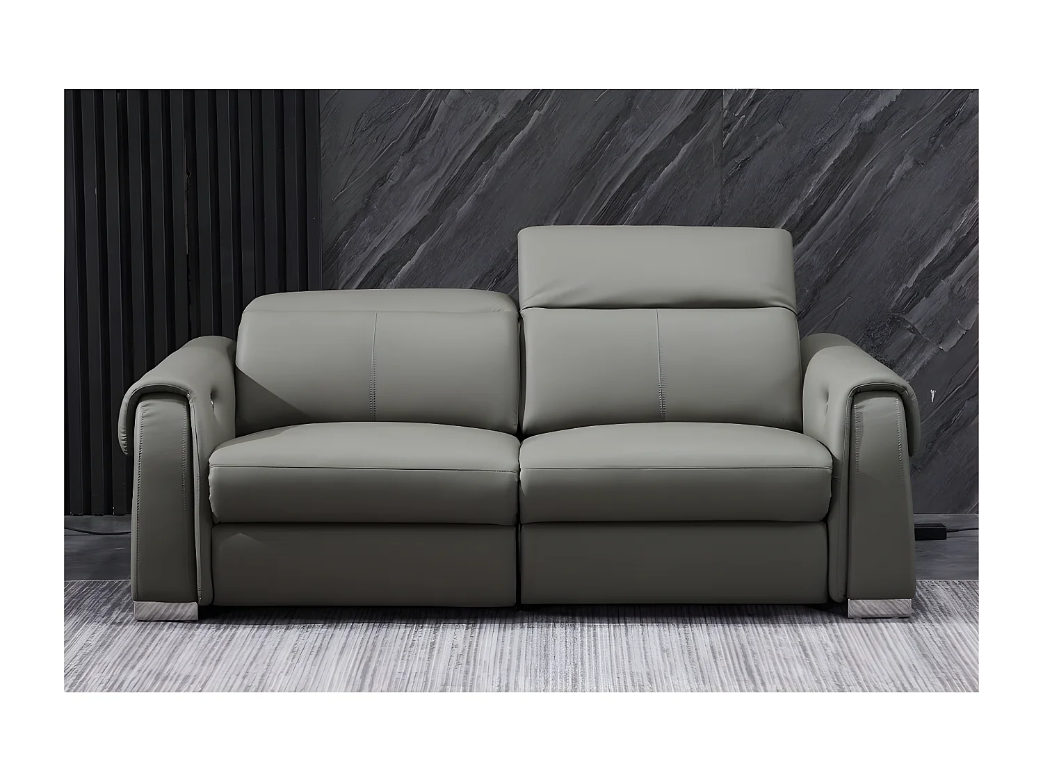 Canapé 3 places avec 2 relax électriques en cuir italien buffle TOPRELAX, gris foncé