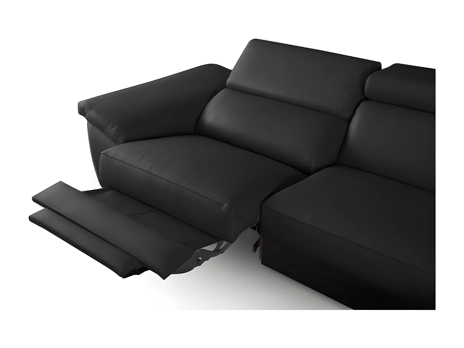 Canapé d'angle relax en 100% tout cuir épais de luxe italien avec relax électrique, 5/6 places KASTER, noir, angle droit