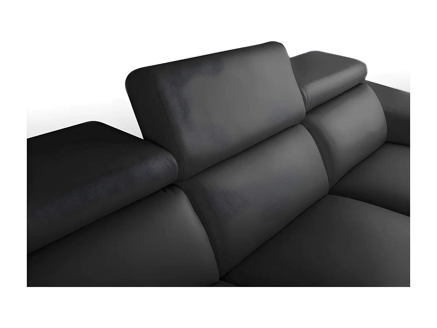 Canapé d'angle relax en 100% tout cuir épais de luxe italien avec relax électrique, 5/6 places KASTER, noir, angle droit