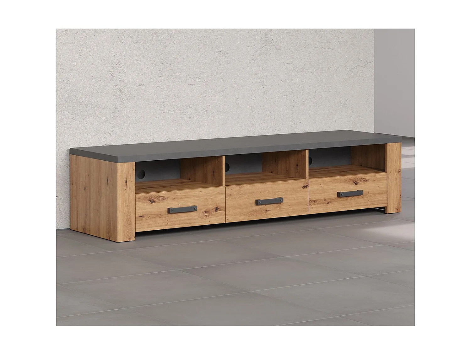 Meuble TV avec 3 Tiroirs et 3 Niches L180 cm - Follow