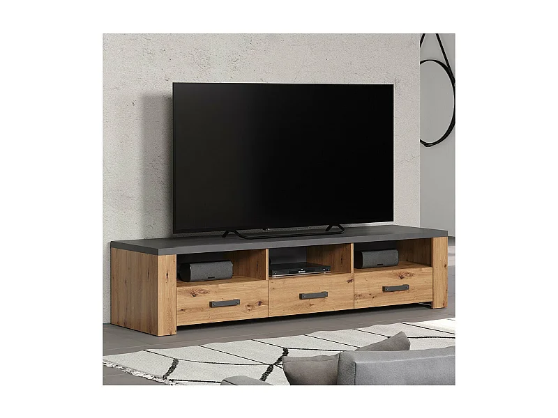Meuble TV avec 3 Tiroirs et 3 Niches L180 cm - Follow