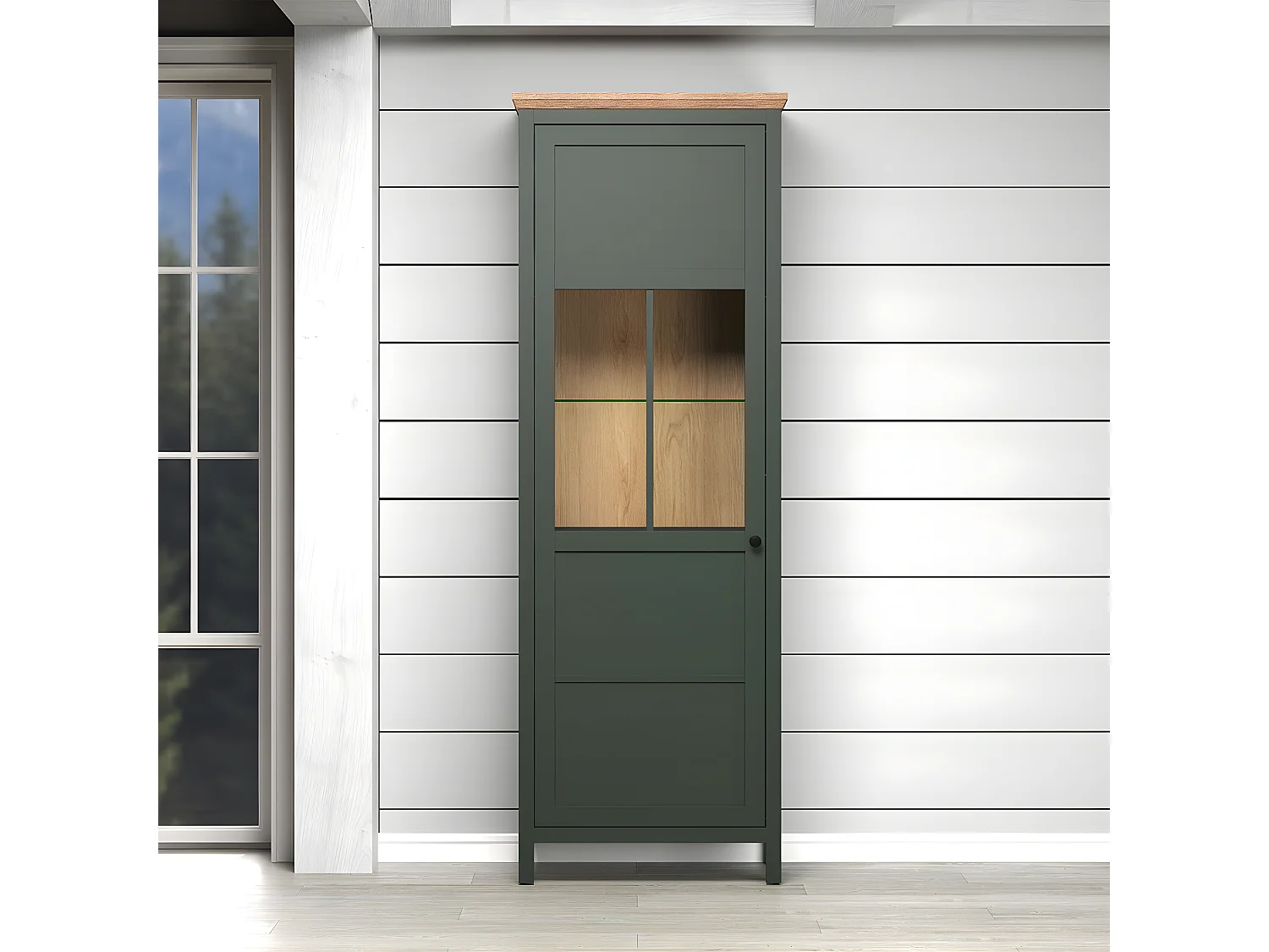 Vaisselier avec éclairage LED inclus et 1 porte H198 cm - Stanton