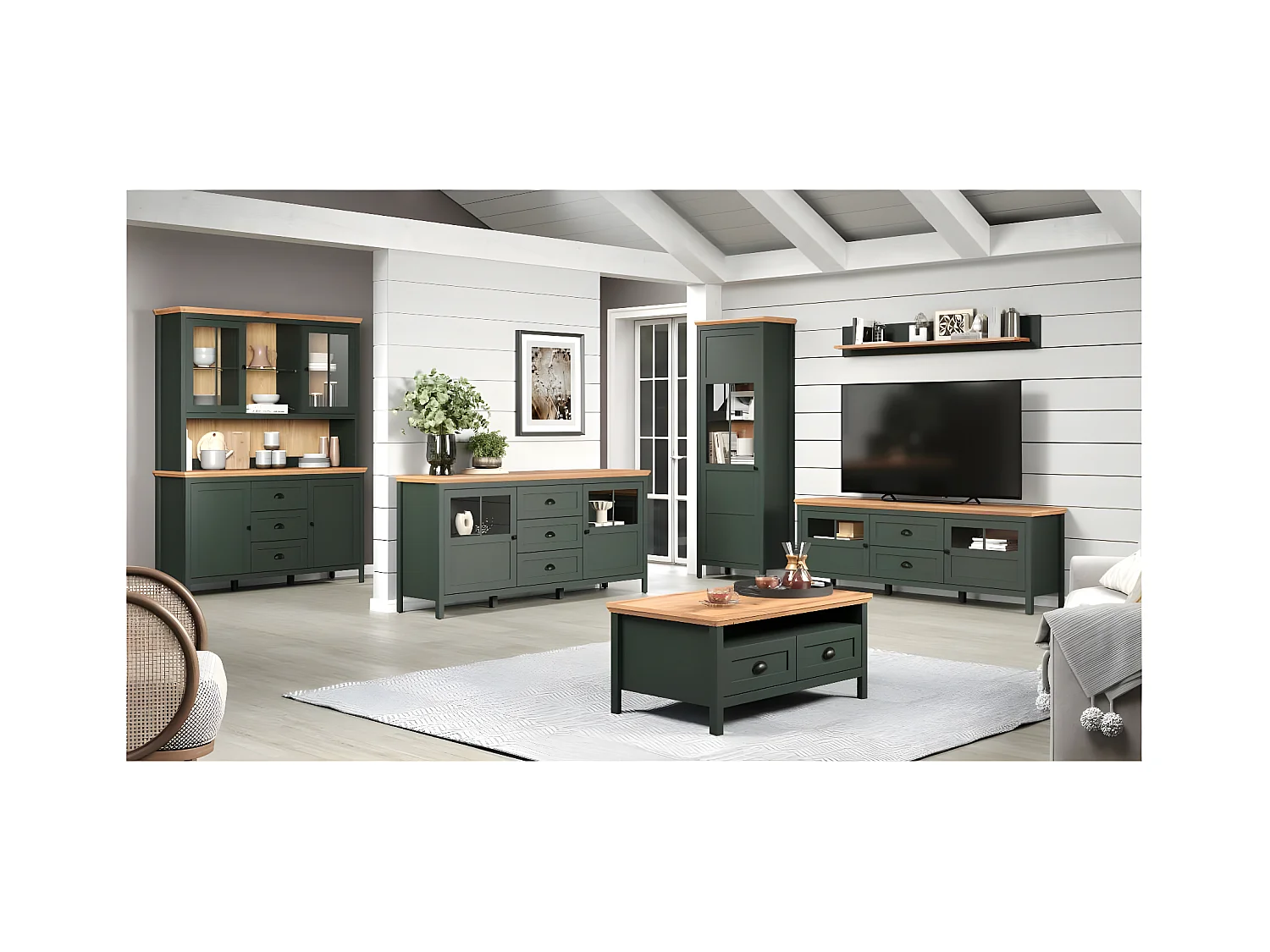 Vaisselier avec éclairage LED inclus et 1 porte H198 cm - Stanton