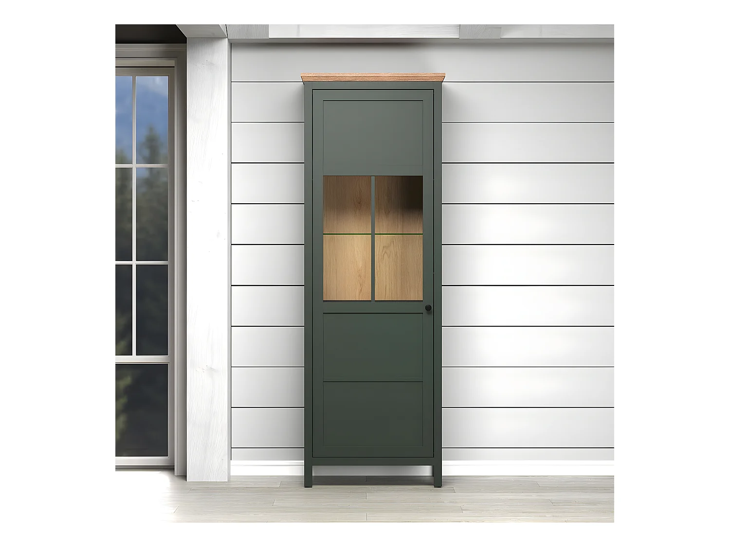 Vaisselier avec éclairage LED inclus et 1 porte H198 cm - Stanton