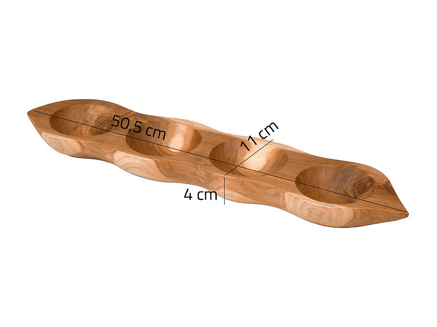 Plateau de dégustation 4 coupelles à apéro en bois de teck - VICTORIA