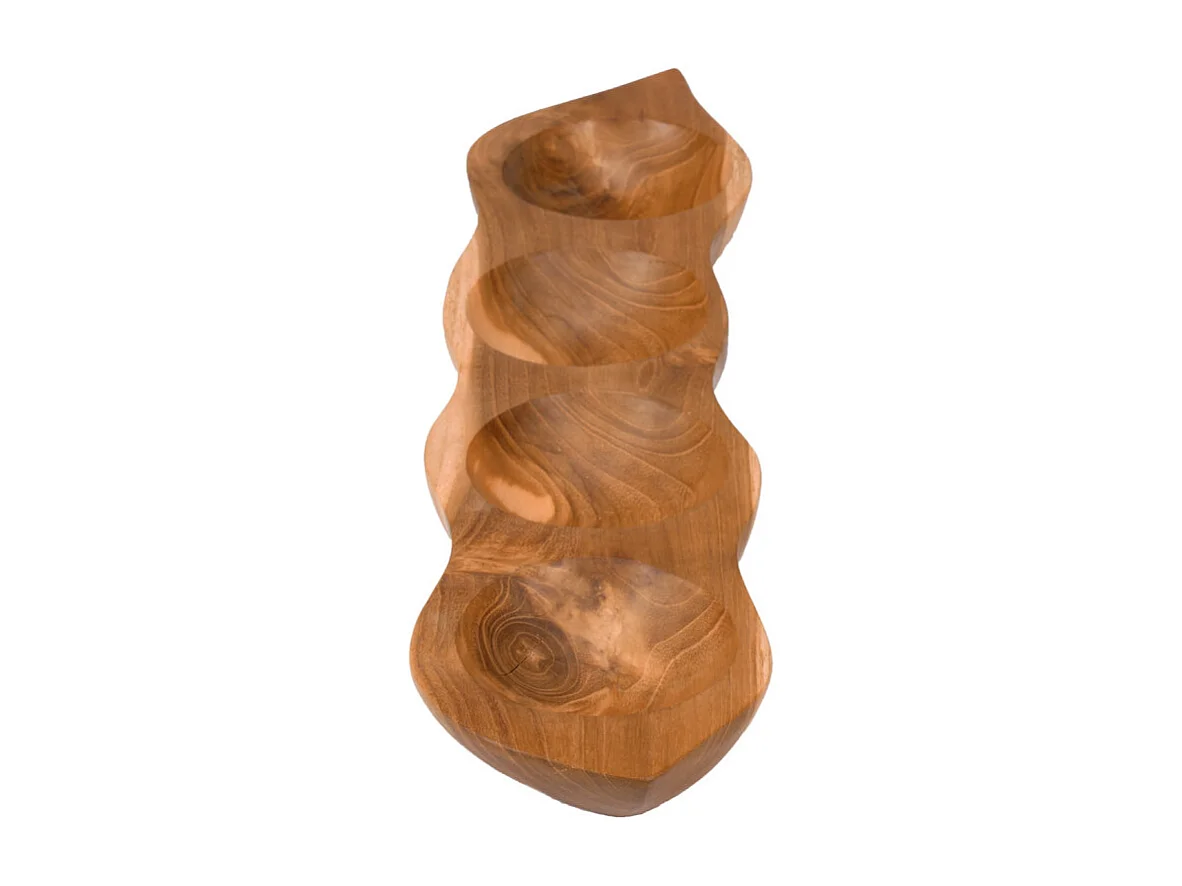 Plateau de dégustation 4 coupelles à apéro en bois de teck - VICTORIA