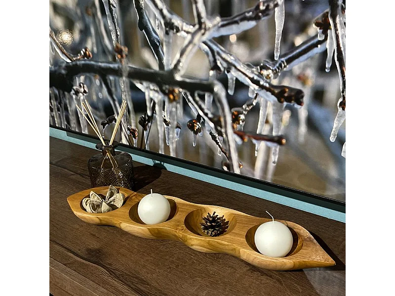 Plateau de dégustation 4 coupelles à apéro en bois de teck - VICTORIA