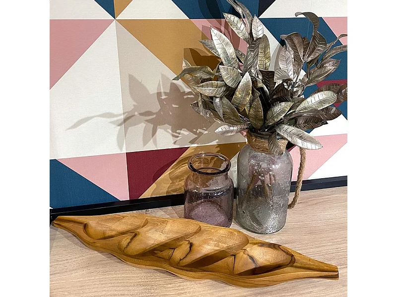 Plateau de dégustation 4 coupelles pour apéro en bois de teck – TOMAS