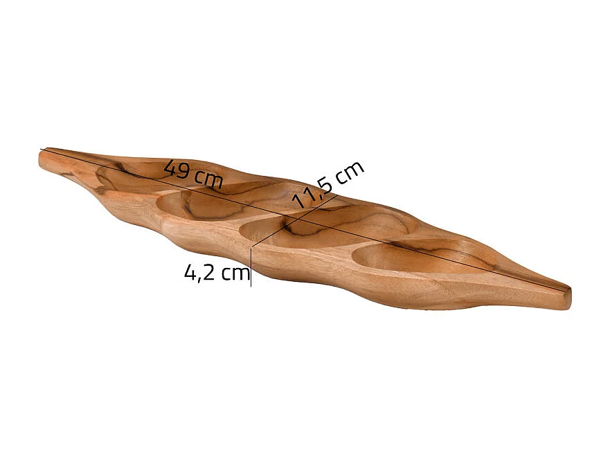 Plateau de dégustation 4 coupelles pour apéro en bois de teck – TOMAS