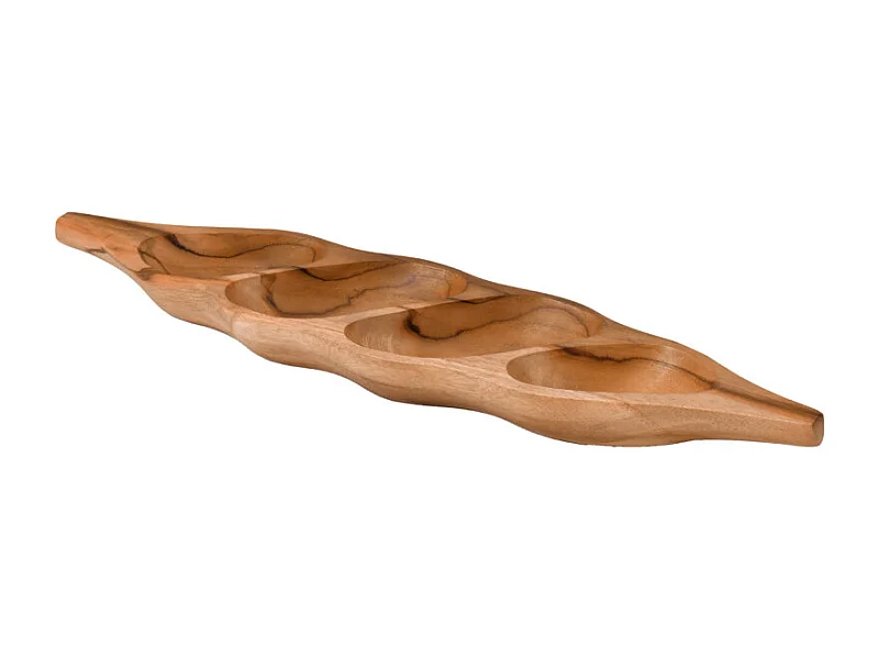 Plateau de dégustation 4 coupelles pour apéro en bois de teck – TOMAS