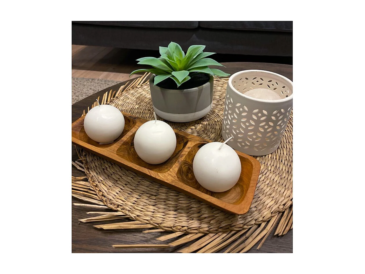 Lot de 2 plateaux à 3 coupelles pour apéro en bois de teck - DAMIANO