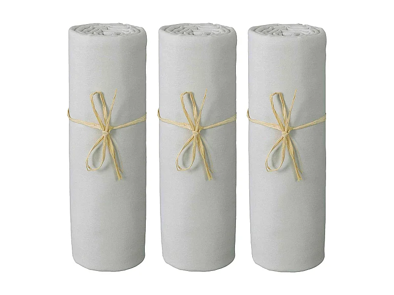 Lot de 3 draps housses bébé jersey bio gris perle 60x120