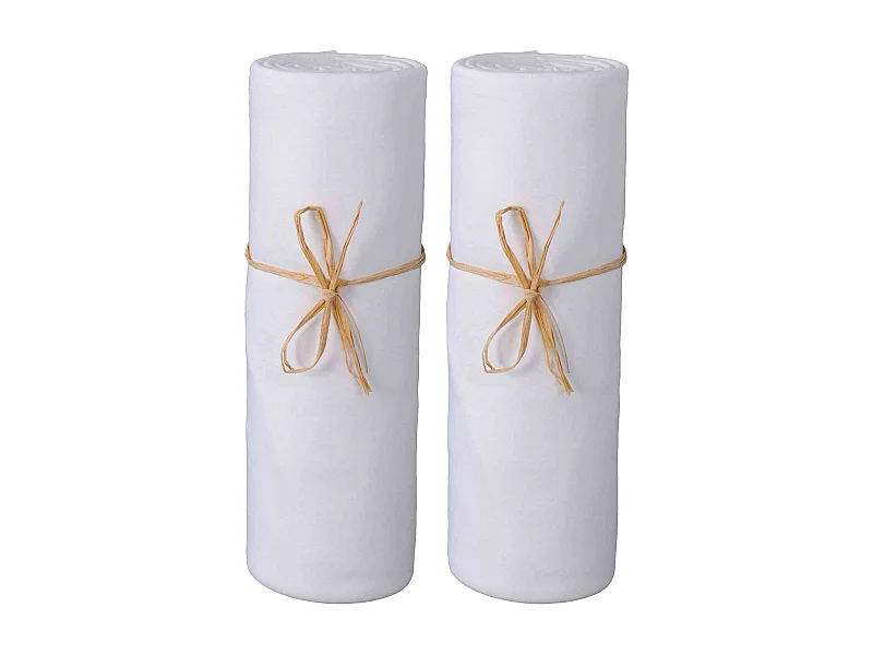 Lot de 2 draps housses bébé jersey bio blanc 60x120