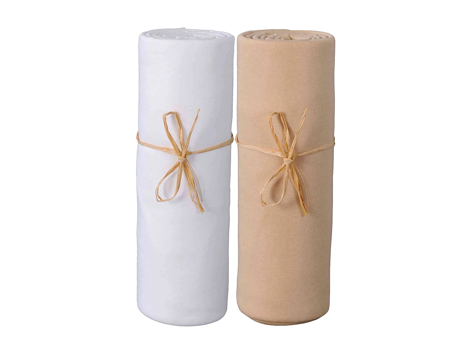 Lot de 2 draps housses bébé jersey bio blanc et cappuccino 60x120