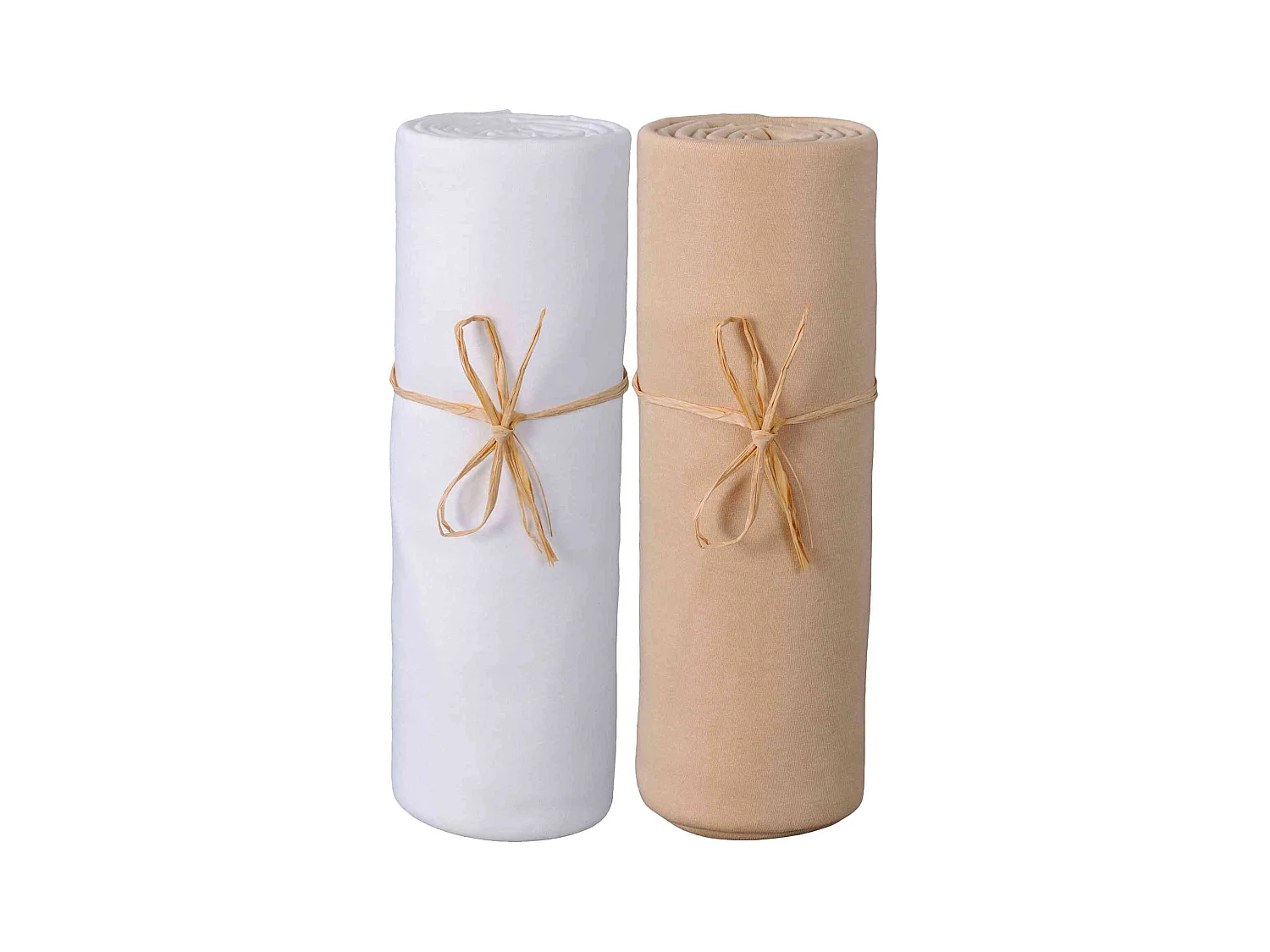 Lot de 2 draps housses bébé jersey bio blanc et cappuccino 60x120