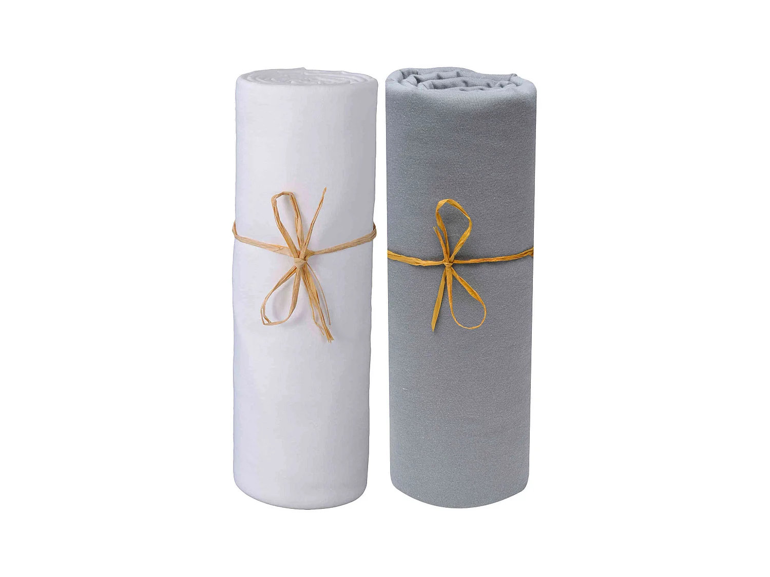Lot de 2 draps housses bébé jersey bio blanc et gris foncé 70x140