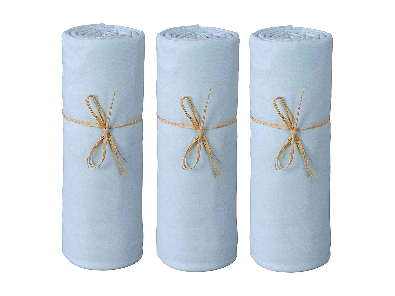 Lot de 3 draps housses bébé jersey bio bleu ciel 60x120