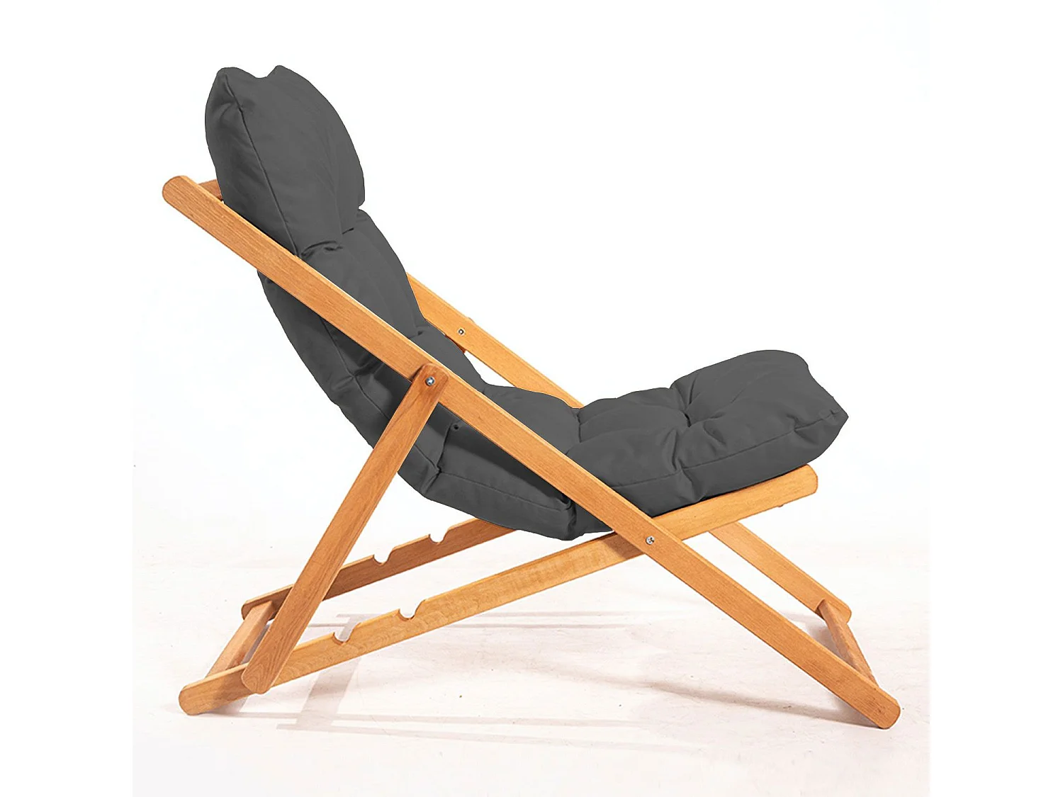 Ensemble 2 chaise de jardin et 1 table basse Purrault Bois massif clair et Tissu Gris foncé