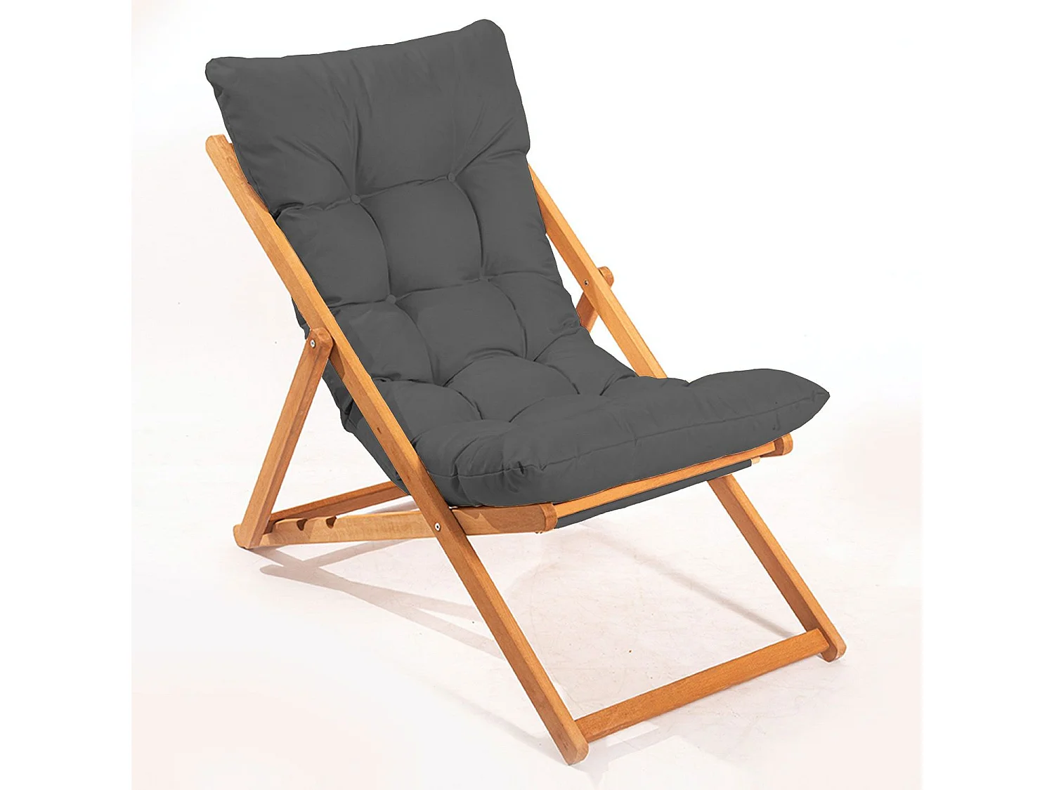 Ensemble 2 chaise de jardin et 1 table basse Purrault Bois massif clair et Tissu Gris foncé