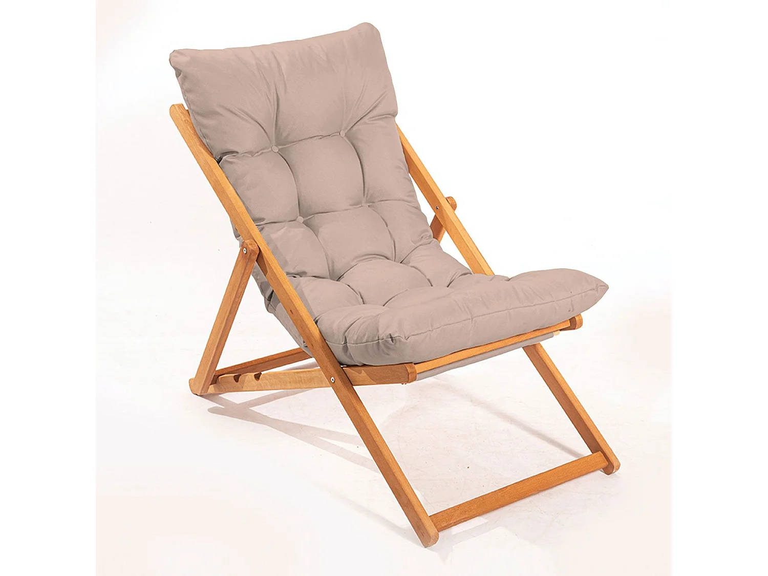 Ensemble 2 chaise de jardin et 1 table basse Purrault Bois massif clair et Tissu Marron clair