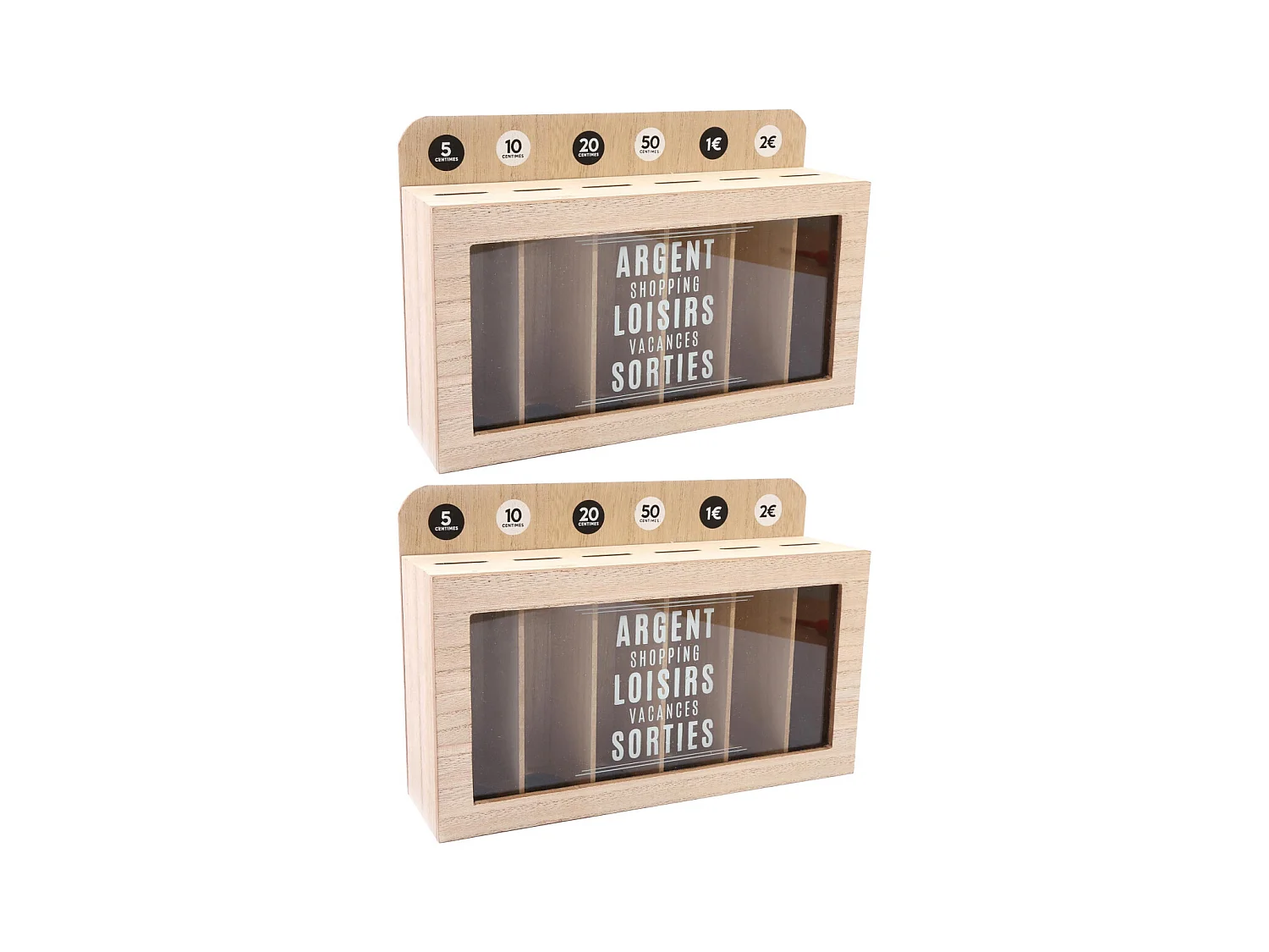 Tirelire compartimentée Shopping 30x20 cm (Lot de 2)