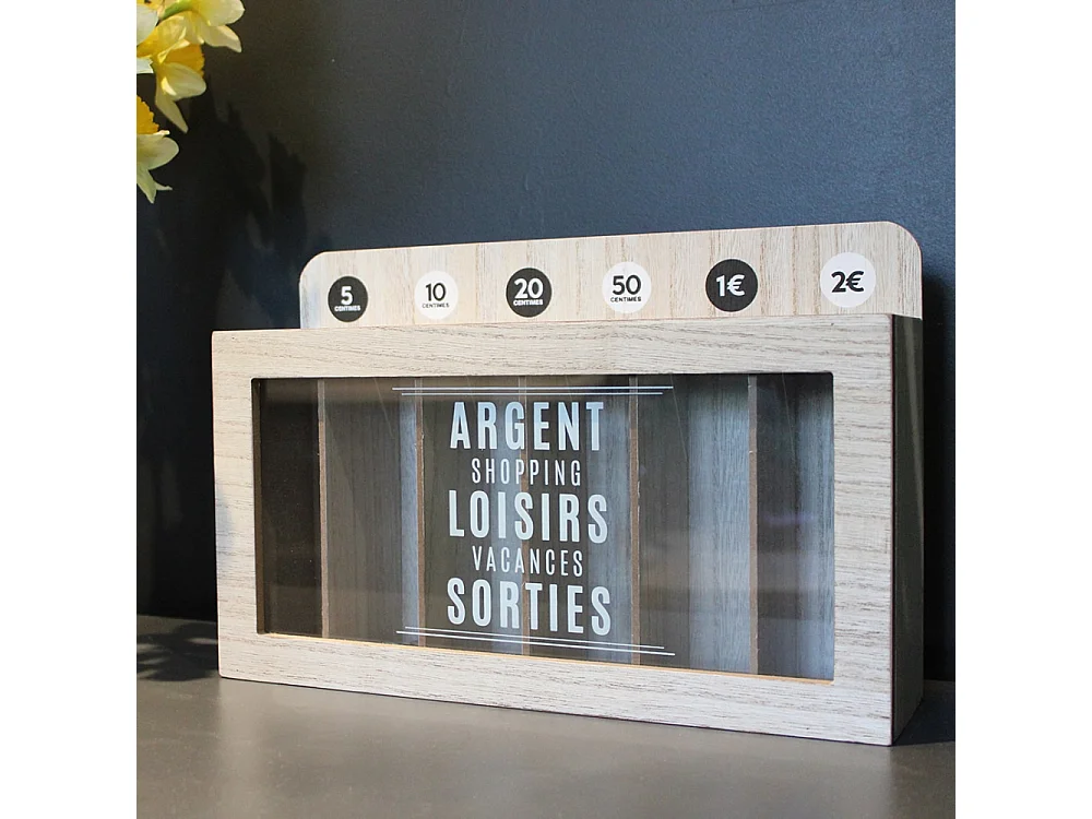 Tirelire compartimentée Shopping 30x20 cm (Lot de 2)