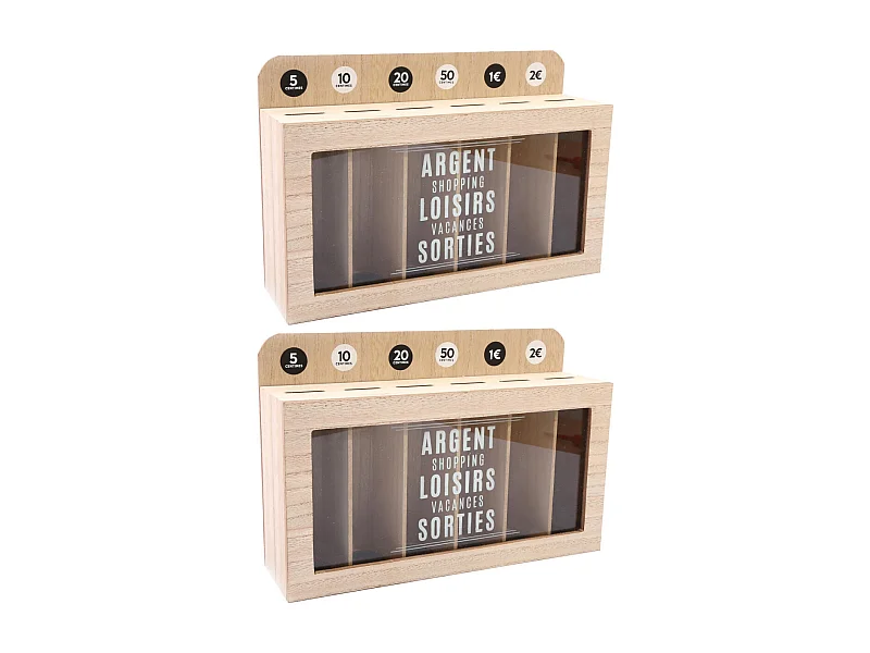 Tirelire compartimentée Shopping 30x20 cm (Lot de 2)