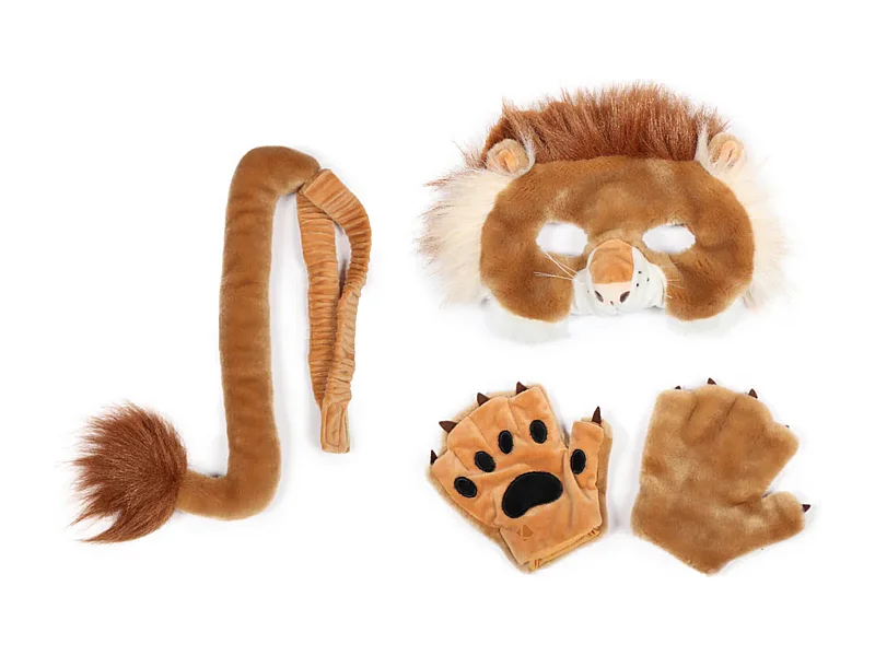 Ensemble 3 pièces déguisement en peluche pour enfant lion marron