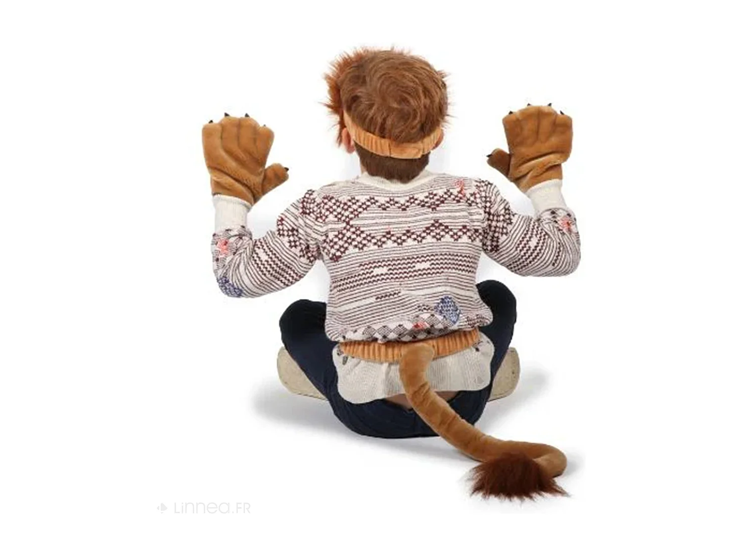 Ensemble 3 pièces déguisement en peluche pour enfant lion marron