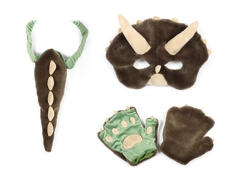 Ensemble 3 pièces déguisement en peluche pour enfant dino vert