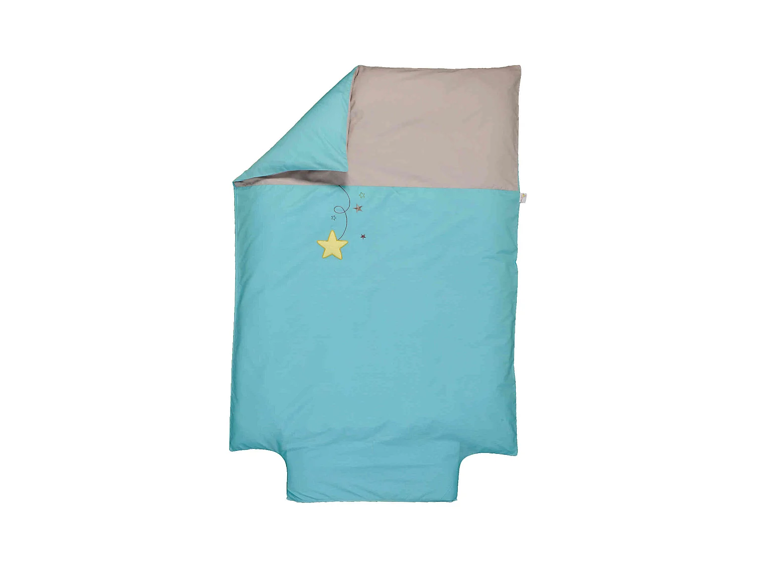 Housse de couette bébé coton bio "Pluie d'étoiles" turquoise 100x140 cm