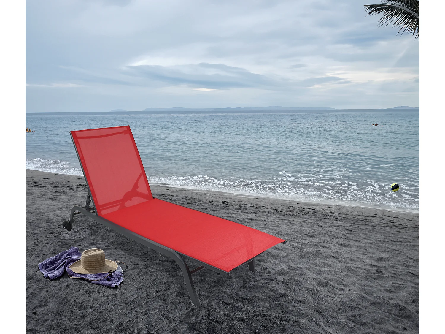 Sun lounger Sonlas Red L. 192 x H. 32 x W. 58 cm