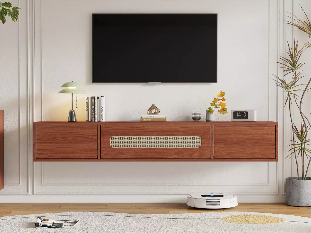 Kauf Unique Hängendes TV-Möbel 140 cm – 3 Klappfächer – Braun