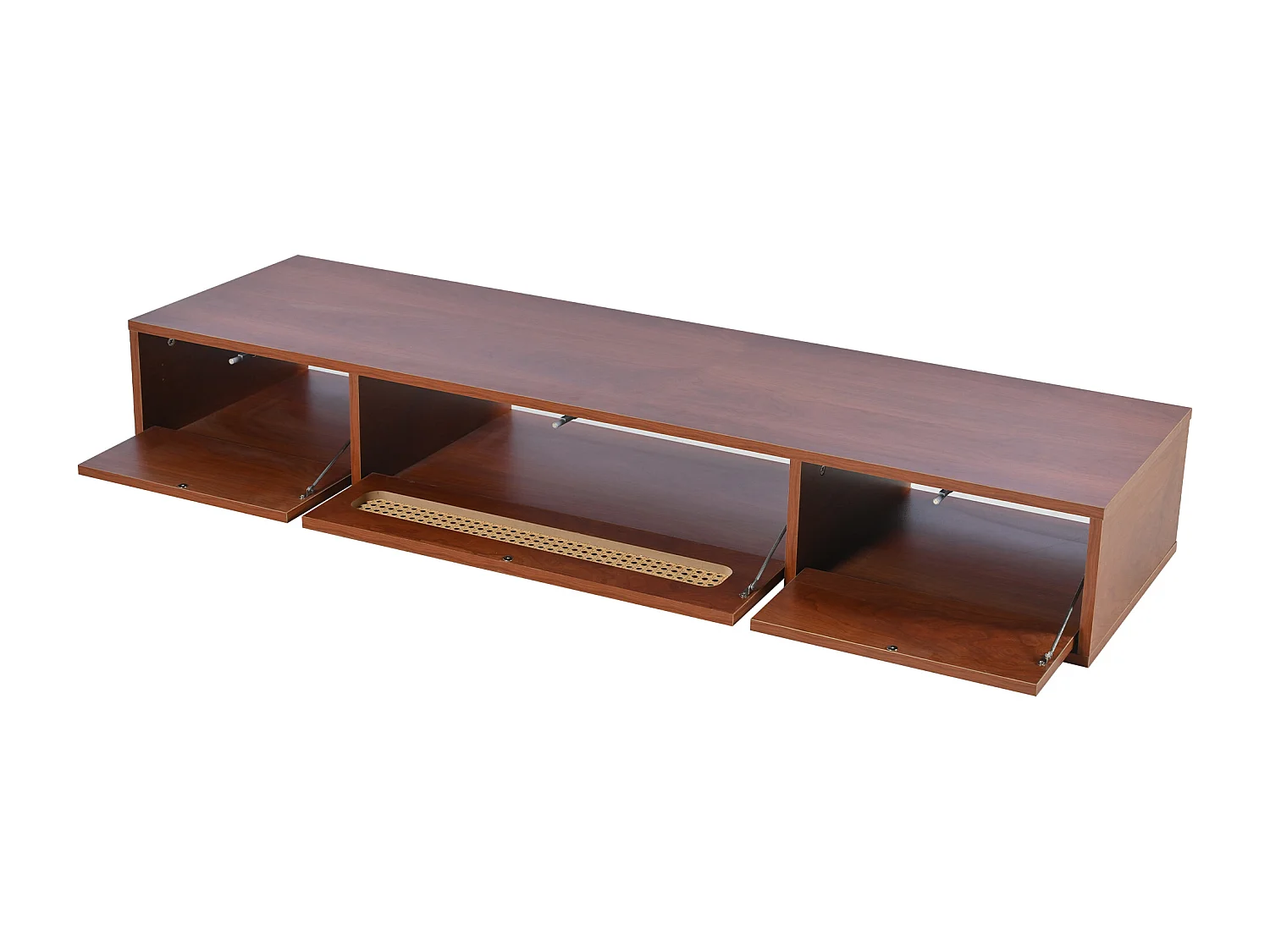 Hangend TV-meubel 140cm - 3 klapvakken - Bruin