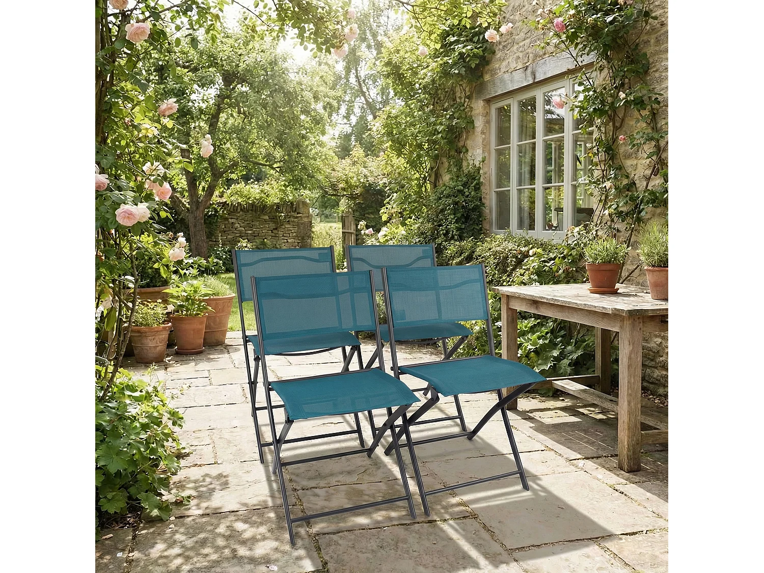 Sedia da giardino 4 pezzi Sedia pieghevole Sumila