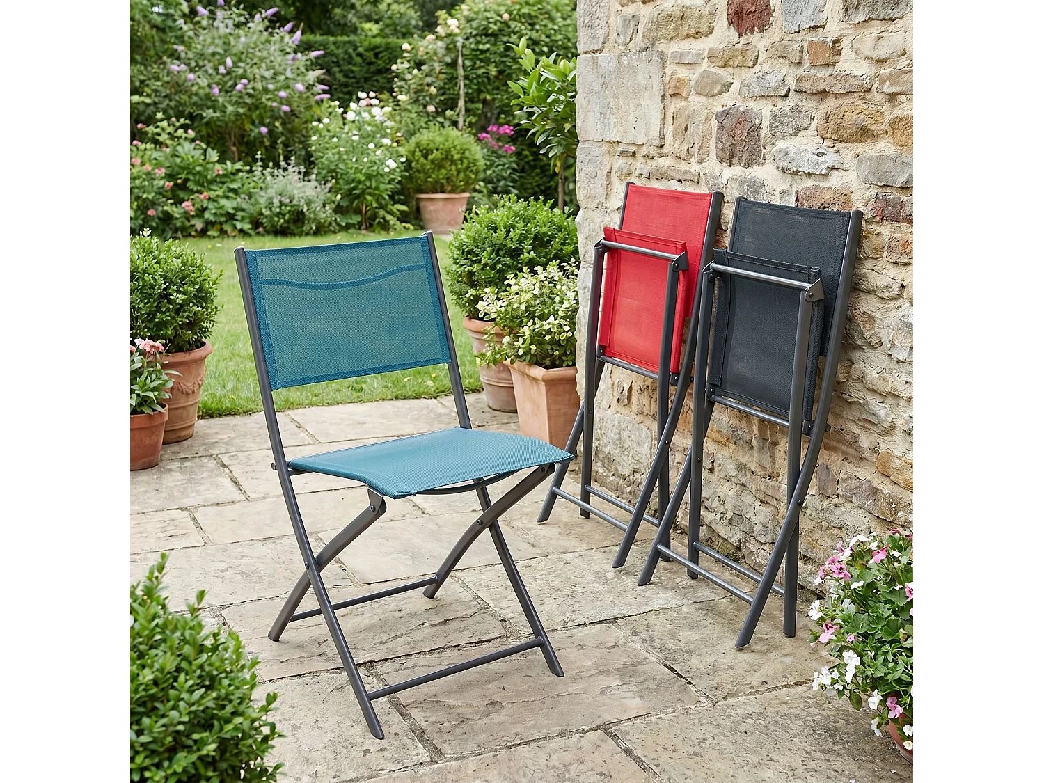 Chaise de jardin 4 pièces Chaise pliante Sumila