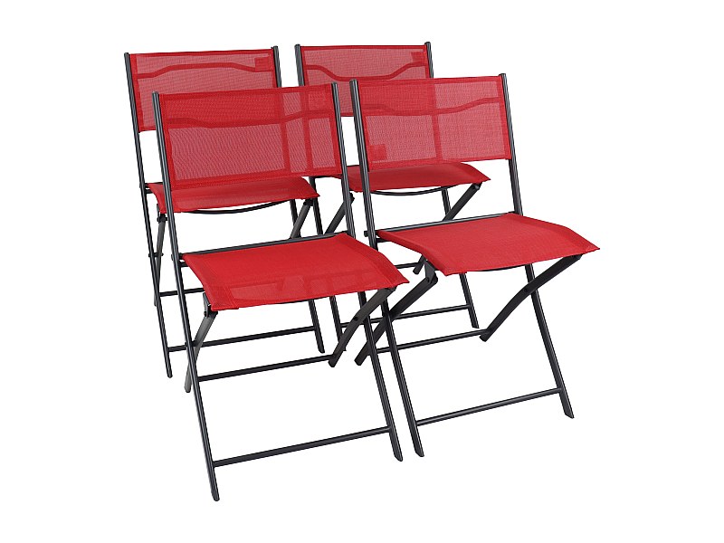 Silla de jardín de 4 piezas Silla plegable Sumila Rojo