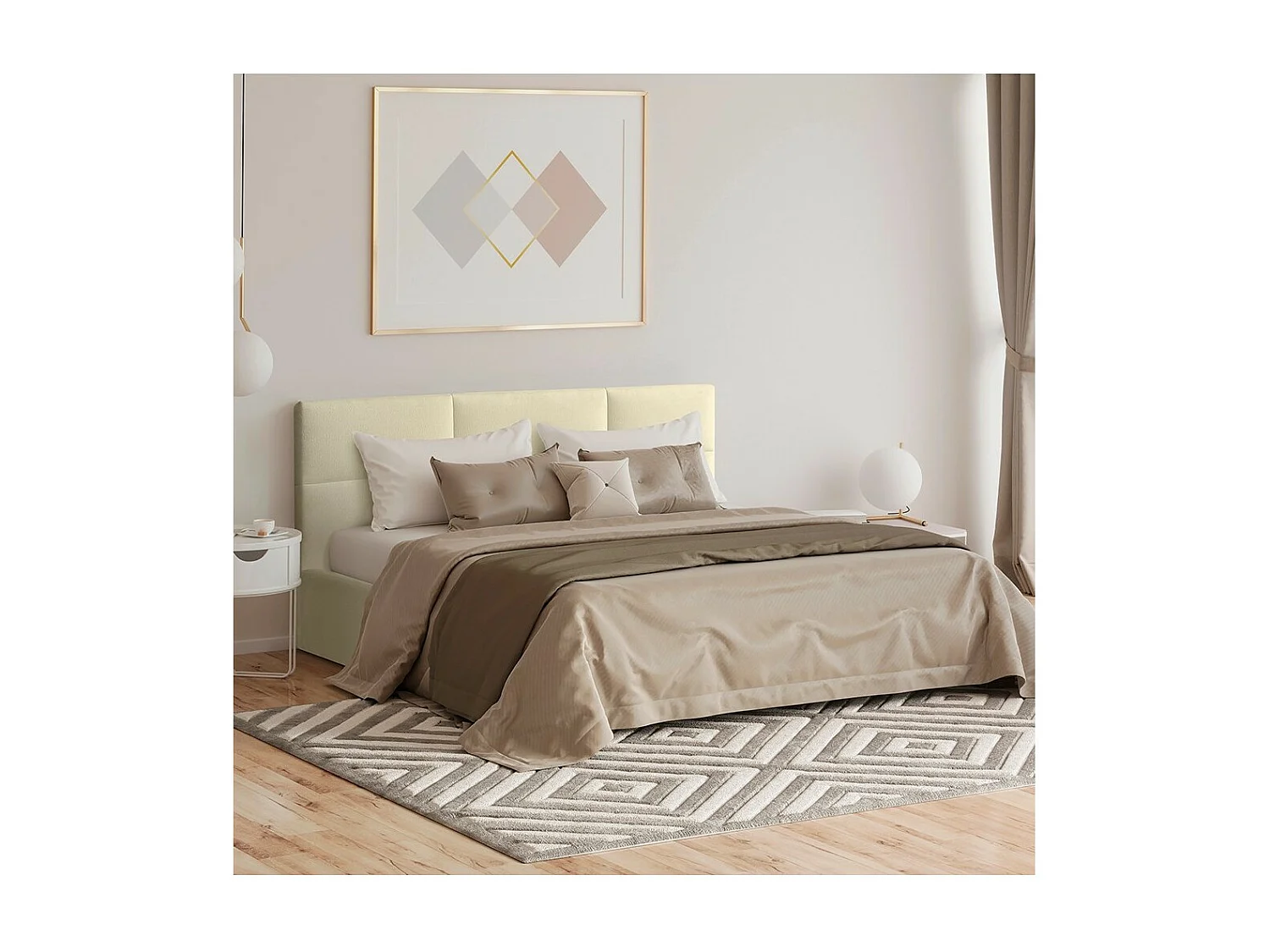 Lit coffre 180x200 coloris beige - Collection MANHATTAN