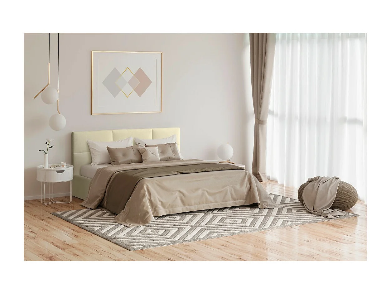 Lit coffre 180x200 coloris beige - Collection MANHATTAN