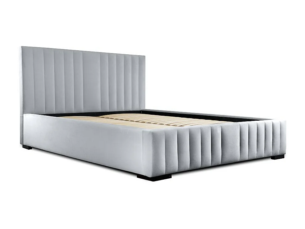 Lit coffre 160x200 coloris gris argent - Collection LAS