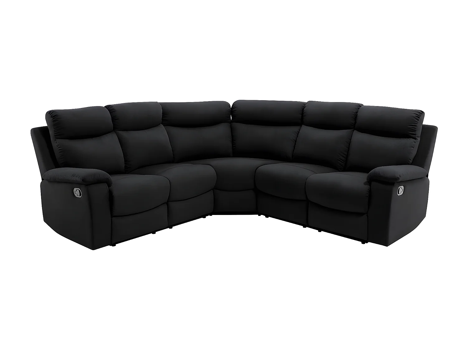 Canapé d'angle de Relaxation Oscar 5 places en Microfibre - Noir - L238 x P238 x H99cm - Loungitude