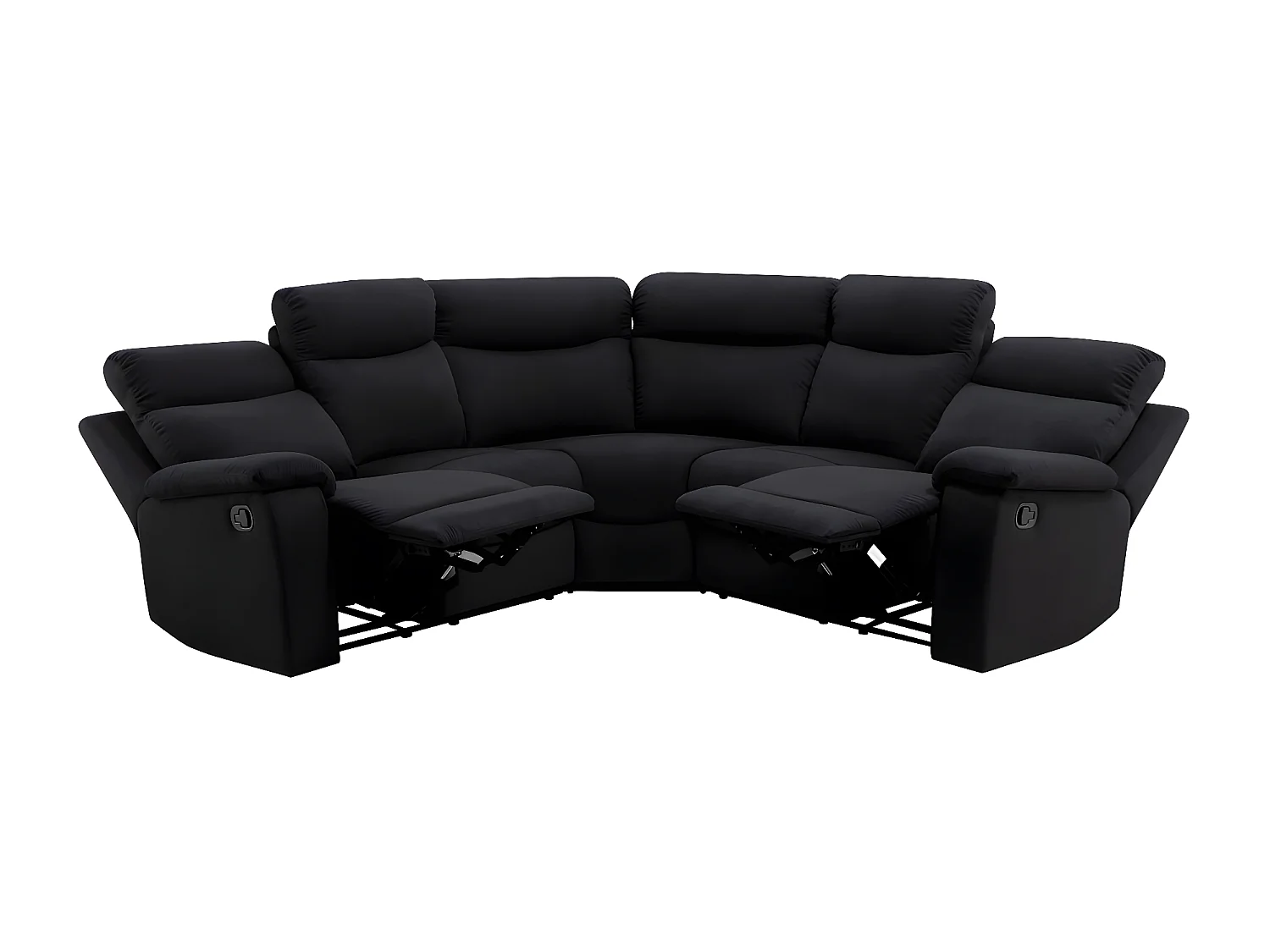 Canapé d'angle de Relaxation Oscar 5 places en Microfibre - Noir - L238 x P238 x H99cm - Loungitude