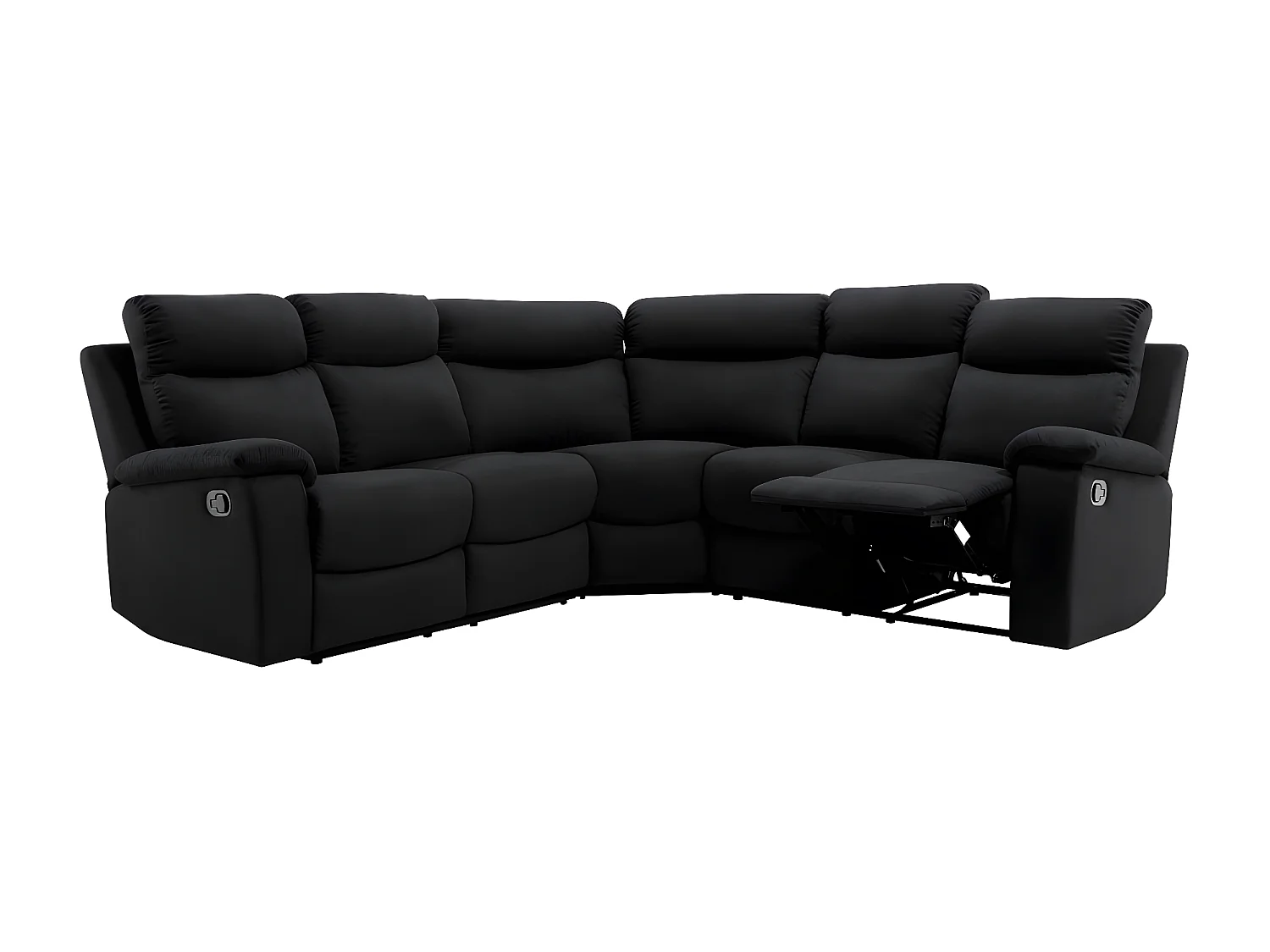Canapé d'angle de Relaxation Oscar 5 places en Microfibre - Noir - L238 x P238 x H99cm - Loungitude