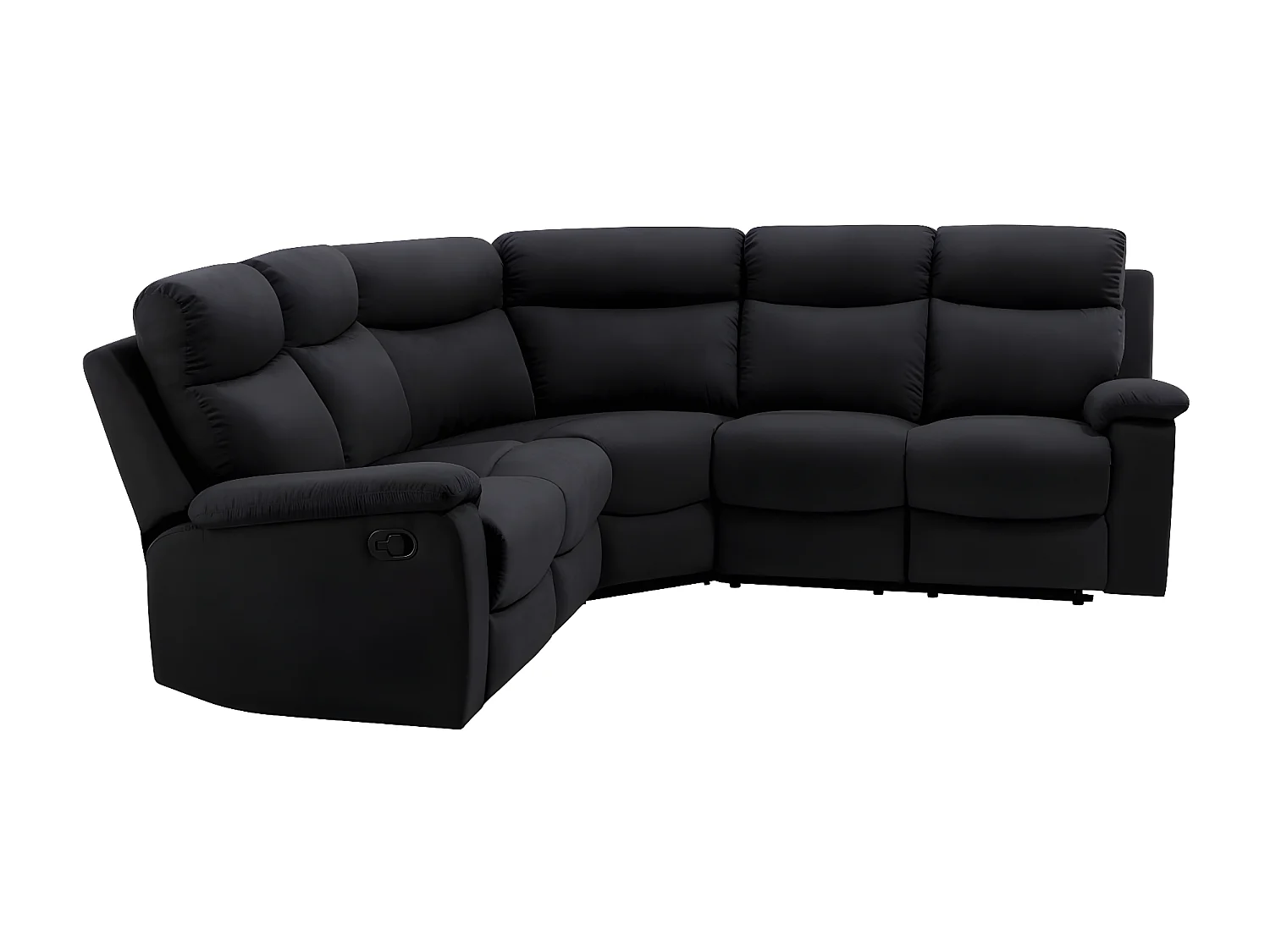 Canapé d'angle de Relaxation Oscar 5 places en Microfibre - Noir - L238 x P238 x H99cm - Loungitude