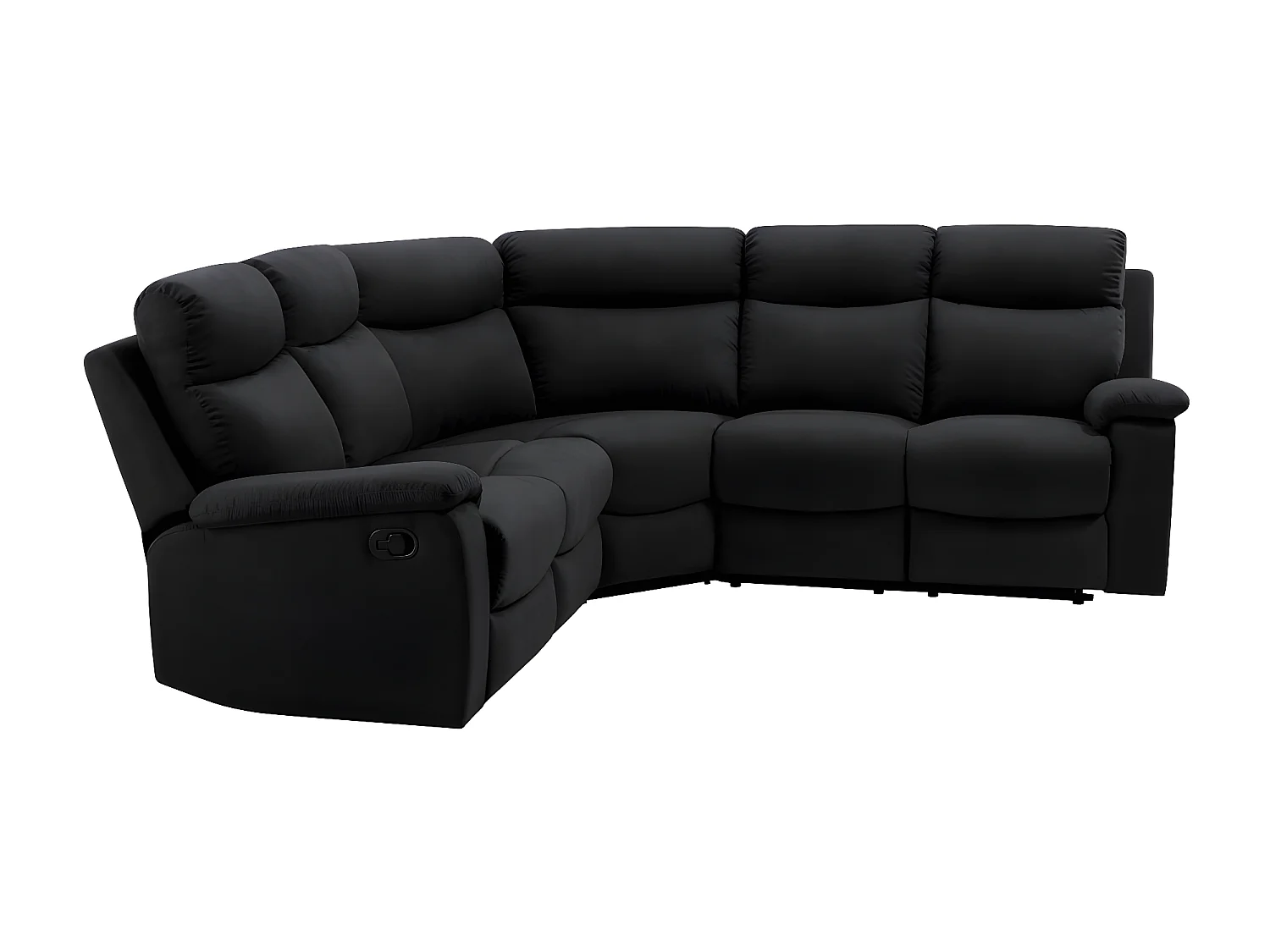 Canapé d'angle de Relaxation Oscar 5 places en Microfibre - Noir - L238 x P238 x H99cm - Loungitude